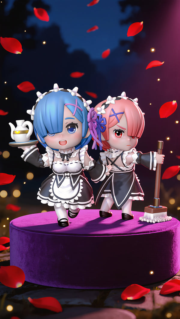 Rem and Ram chibi maid statue, hero shot