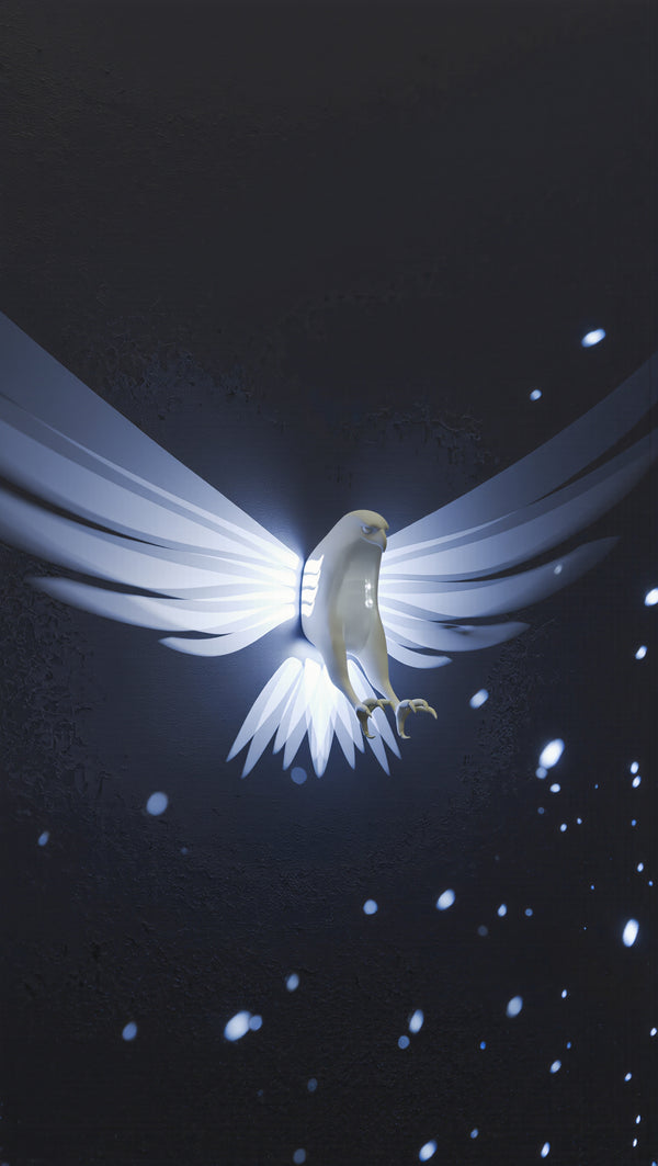 Glowing bird wall lamp, hero shot