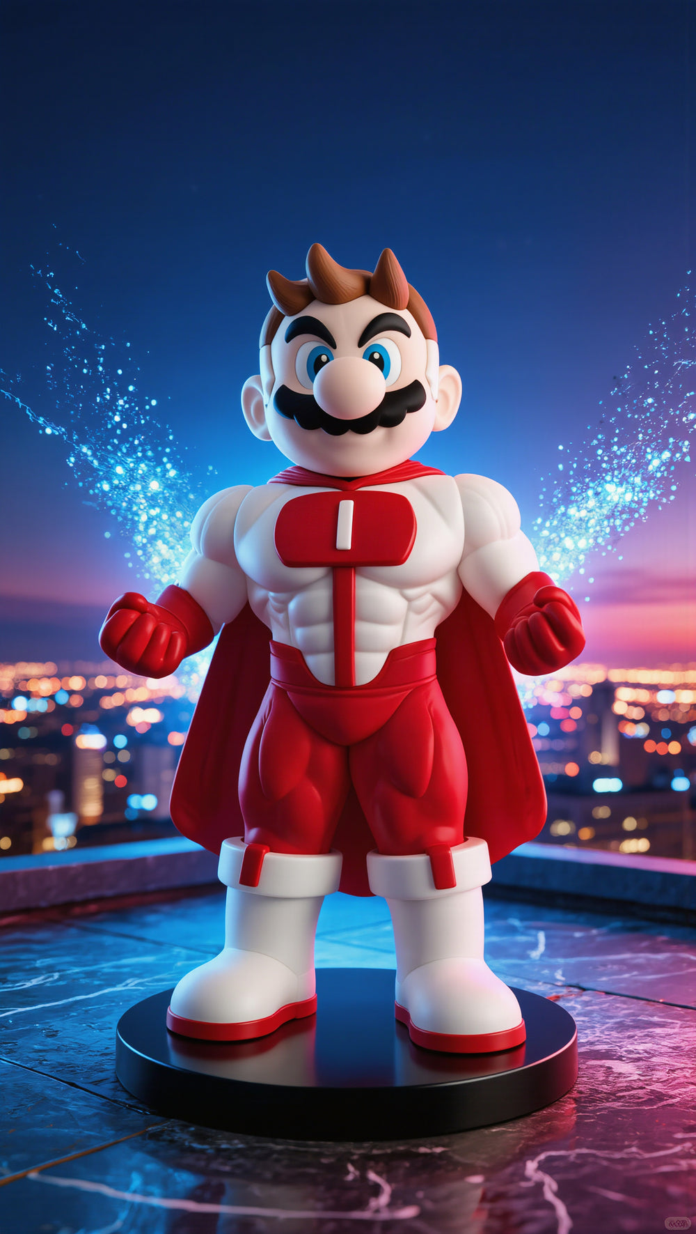 Mario x Invincible mashup statue, hero shot